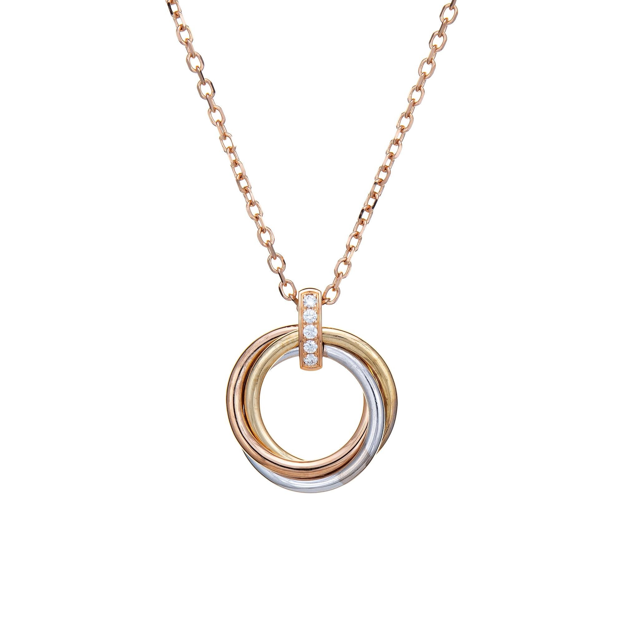 Cartier Trinity Diamond Halskette Estate 18k Gold Kette Signiert Schmuck (Zeitgenössisch)
