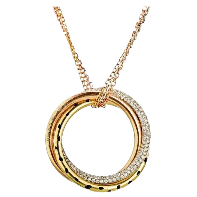 Cartier Trinity Diamond Panthere Chain Necklace 18 Karat For Sale