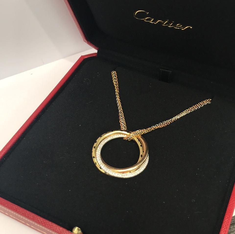 Cartier Trinity Collier chaîne panthère en or 18 carats et diamants en vente 1