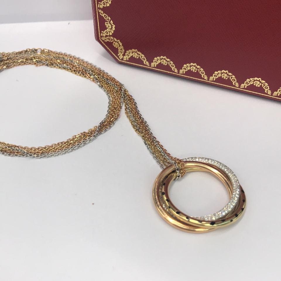 Women's Cartier Trinity Diamond Panthere Chain Necklace 18 Karat For Sale