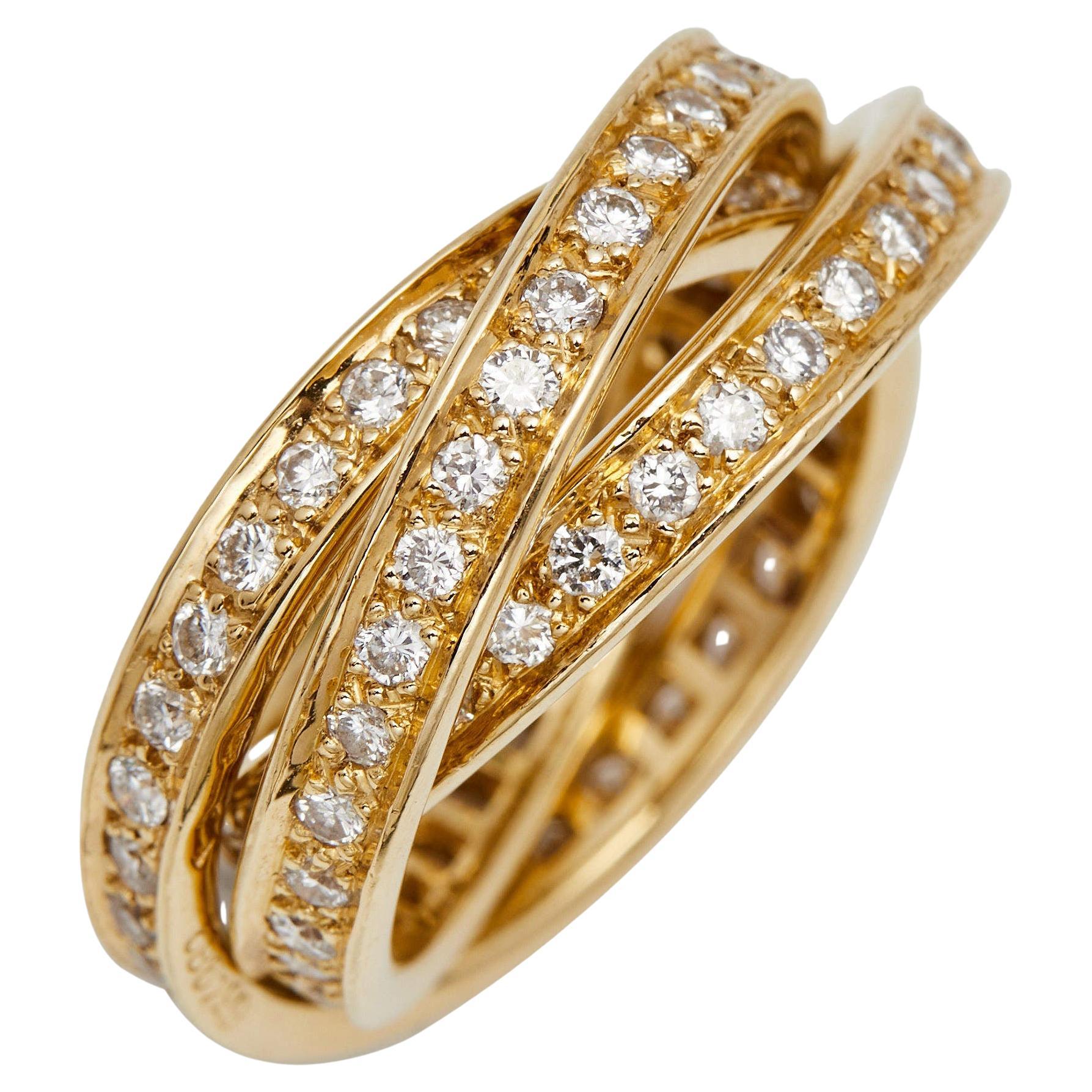 Cartier Diamond 1.67 Ctw 18k White Gold Trinity Rolling Ring For Sale ...