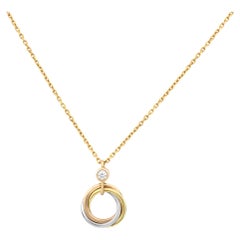 Cartier Trinity Diamond Pendant Necklace 18K Tricolor Gold 0.04cttw