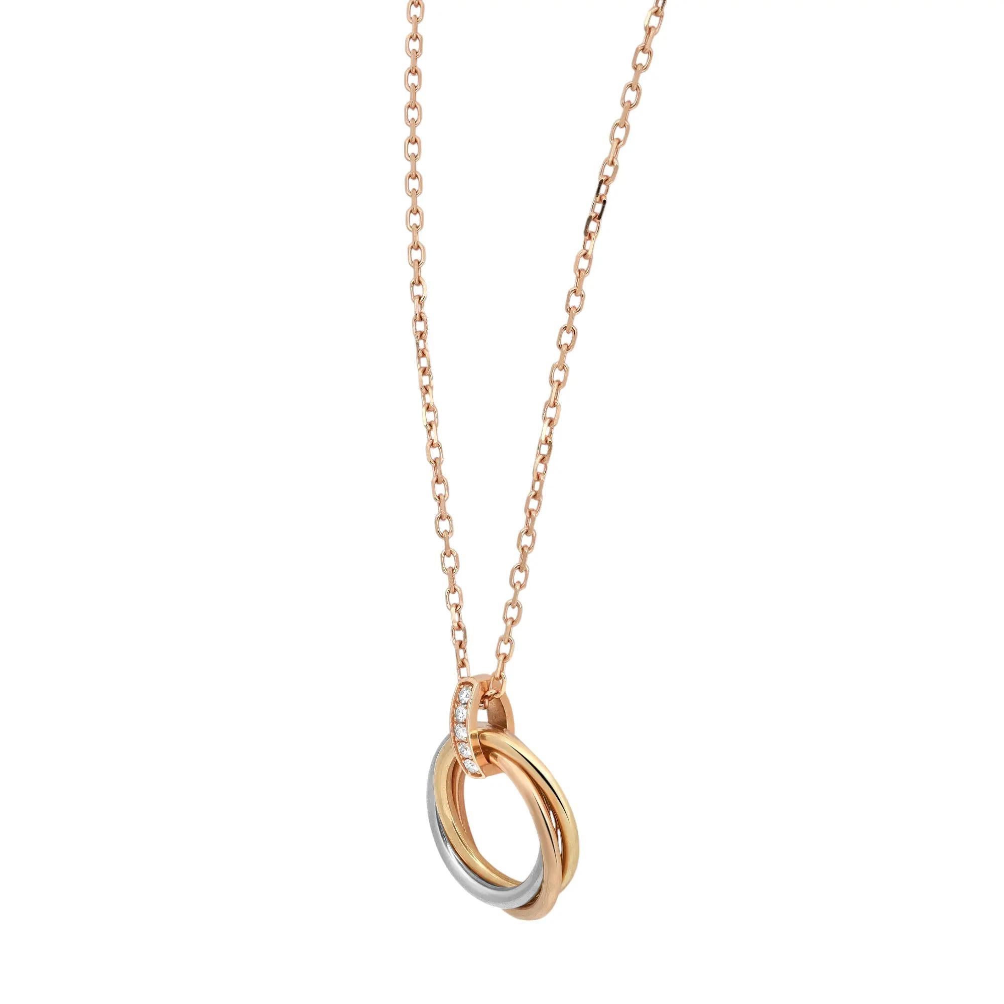Moderno Cartier Trinity Diamond Collana modello medio in oro giallo 18K in vendita