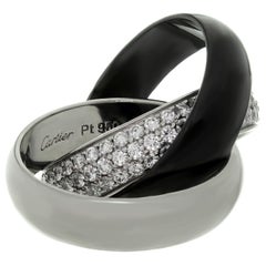 Cartier Trinity Diamond Platinum White Gold Ceramic Band Ring