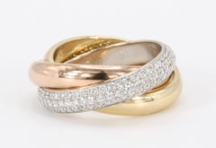 Cartier Trinity Diamond Ring 18K Tri-Color Gold with Original Certificate