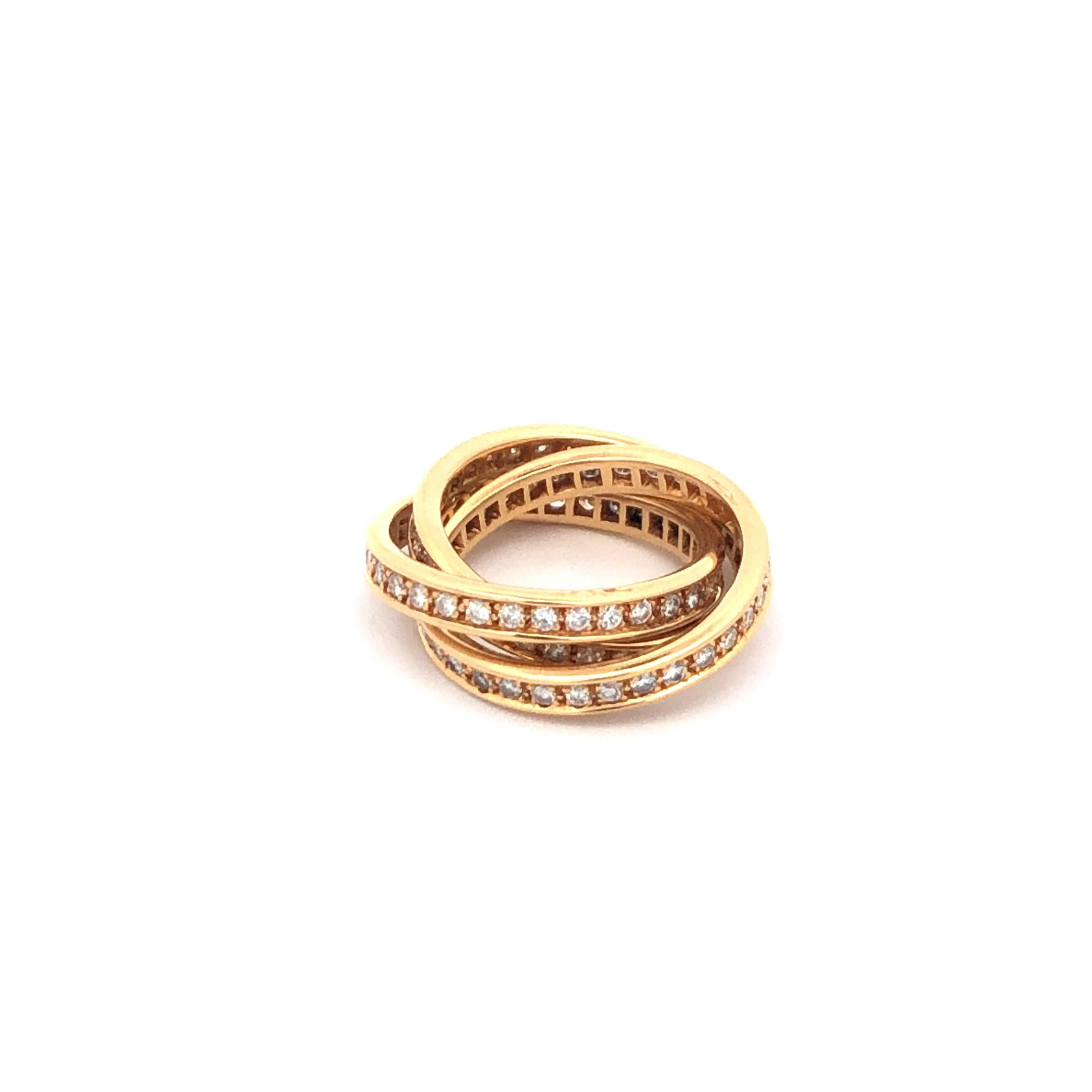 Cartier Trinity Diamond Ring 18K Yellow Gold In Good Condition For Sale In Dallas, TX