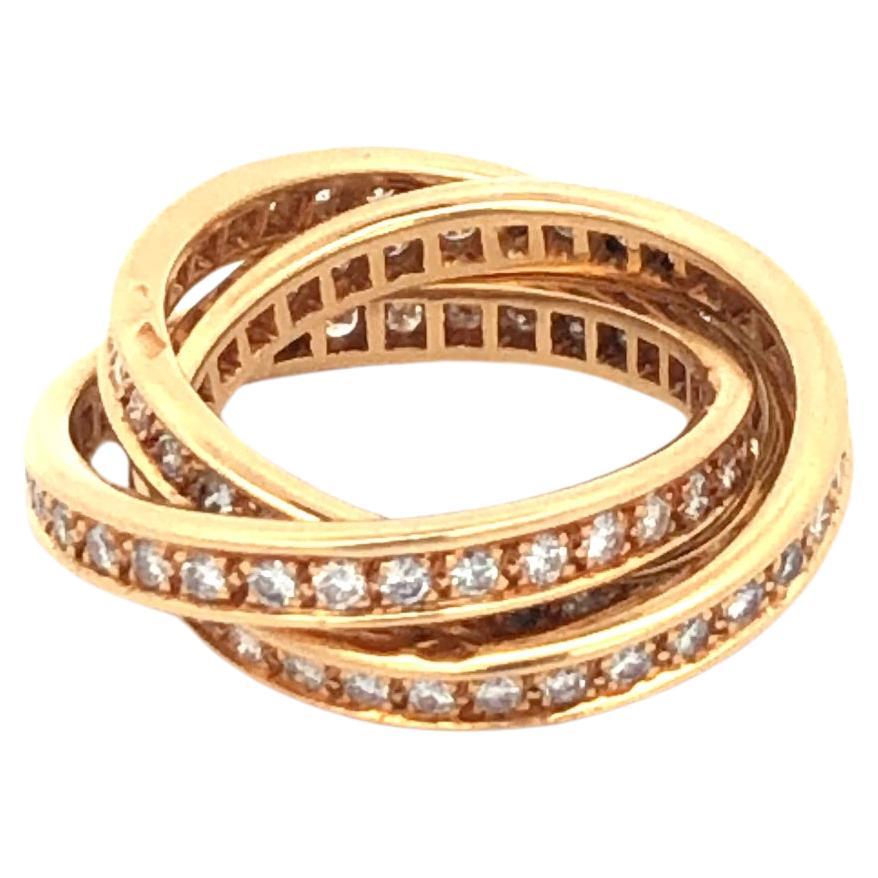 Cartier Trinity Diamond Ring 18K Yellow Gold For Sale