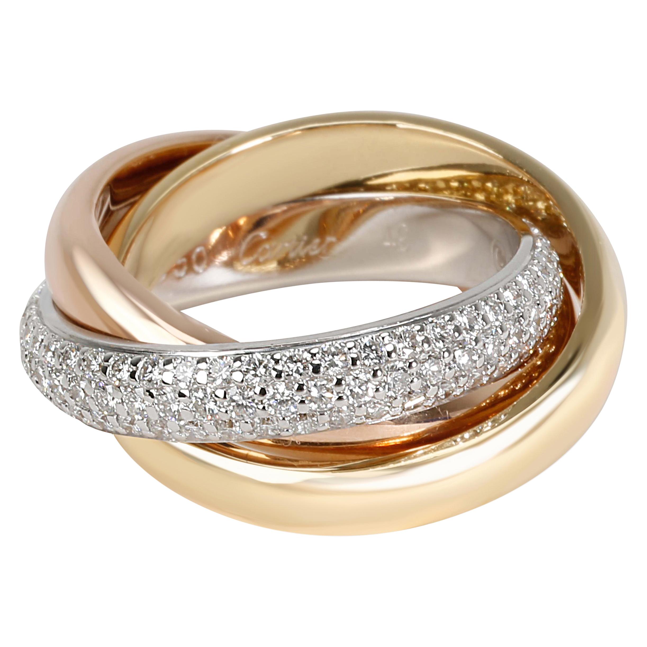 Cartier Trinity Diamond Ring 'Classic' in 18 Karat Tri Colored Gold 0.99 Carat
