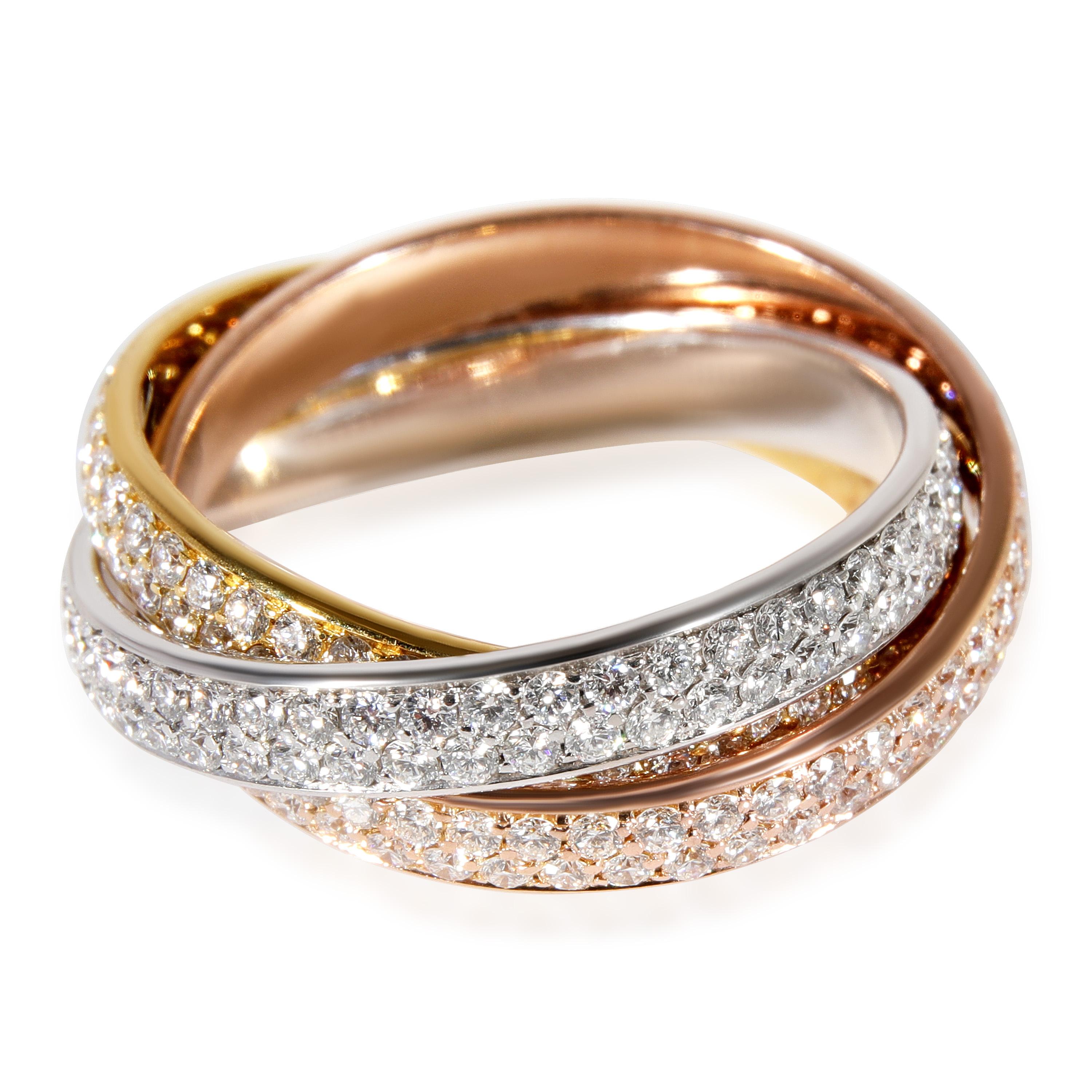 Cartier Trinity Diamantring aus 18k 3farbigem Gold 1,35 Karat im Zustand „Hervorragend“ in New York, NY