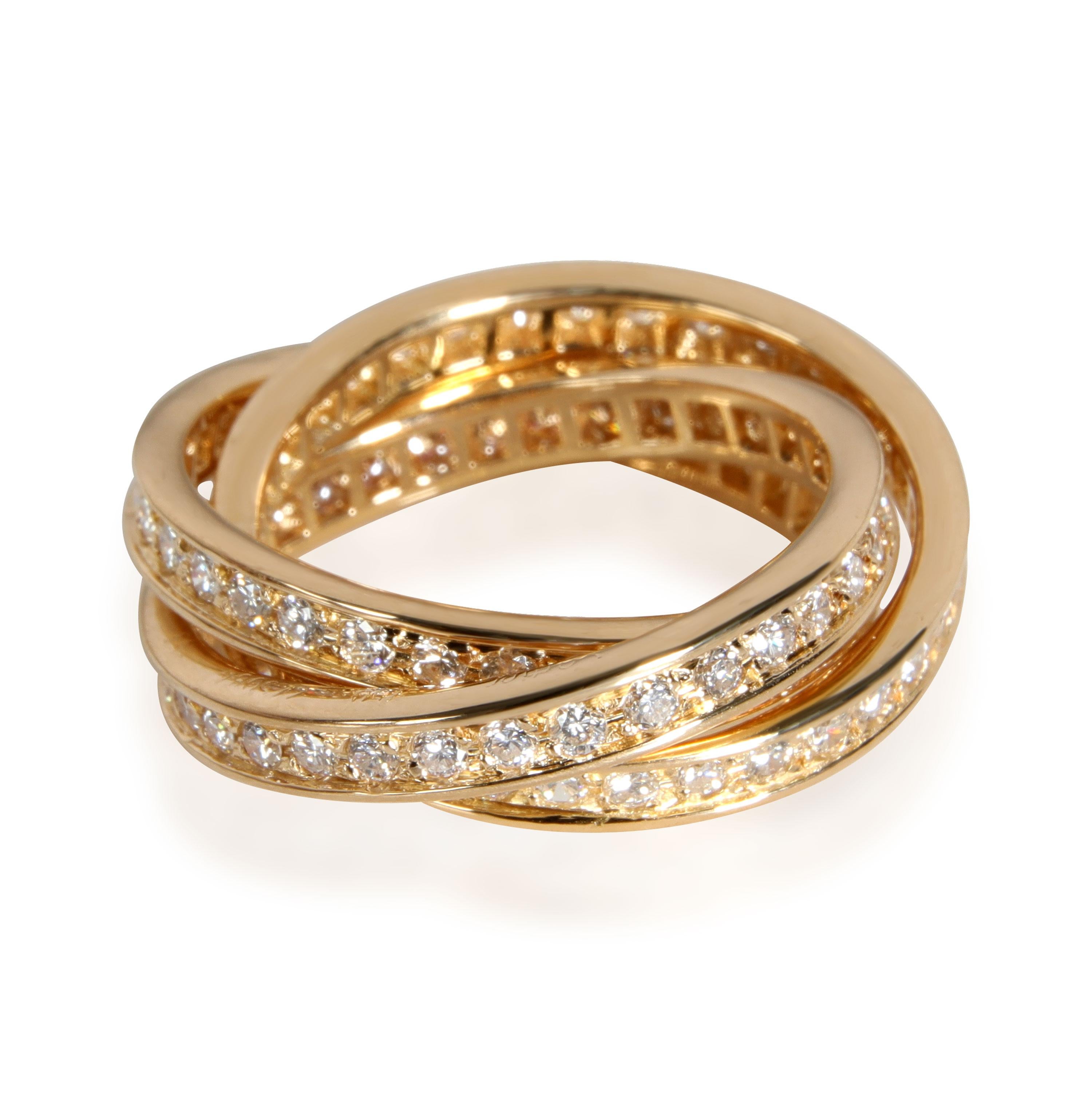 Cartier Bague Trinity en or jaune 18 carats avec diamants 1,5 carat poids total Excellent état - En vente à New York, NY