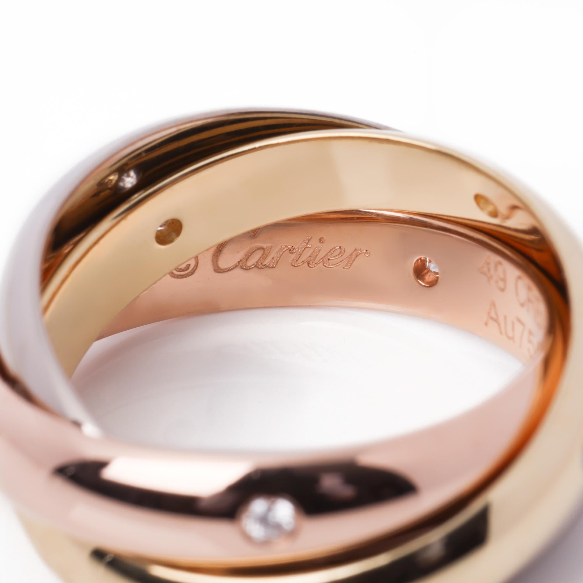 Round Cut Cartier Trinity Diamond Set Ring Medium