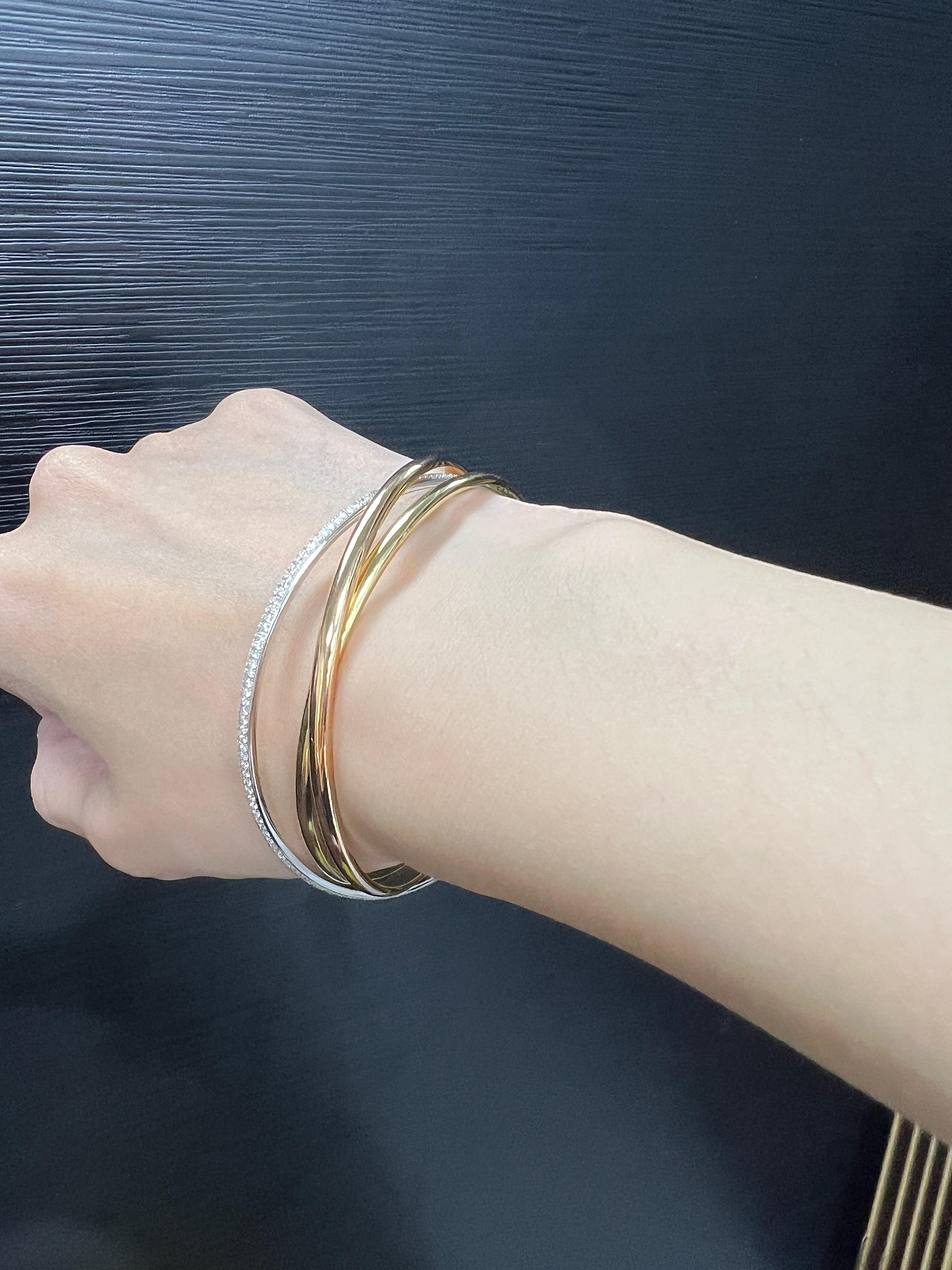 Cartier Trinity Diamante Tri Color Pulsera de Oro en venta 2
