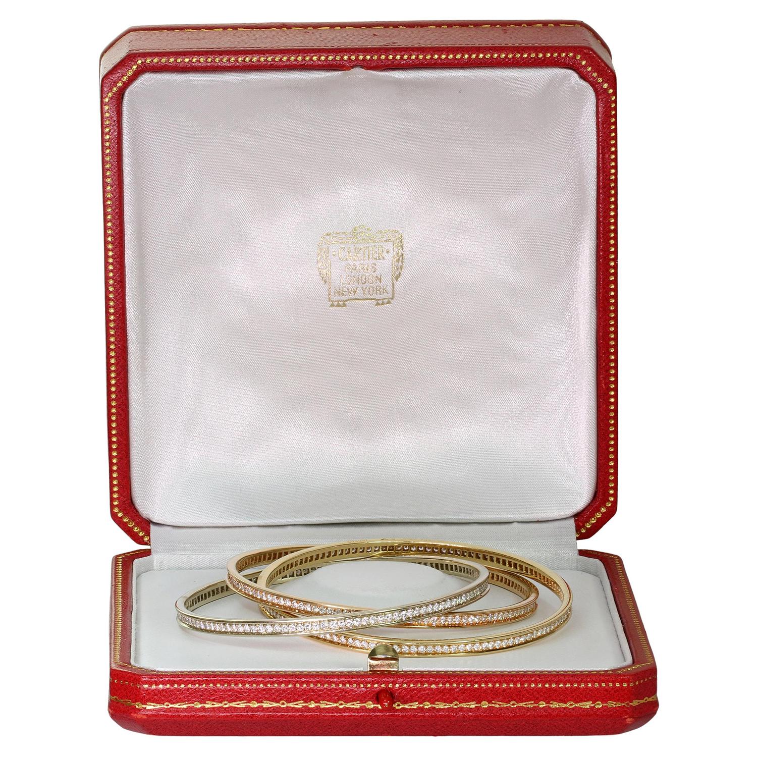 CARTIER Trinity Diamond Tri-Gold Bangle Bracelet 1