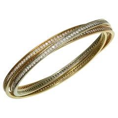 CARTIER Trinity Diamond Tri-Gold Bangle Bracelet