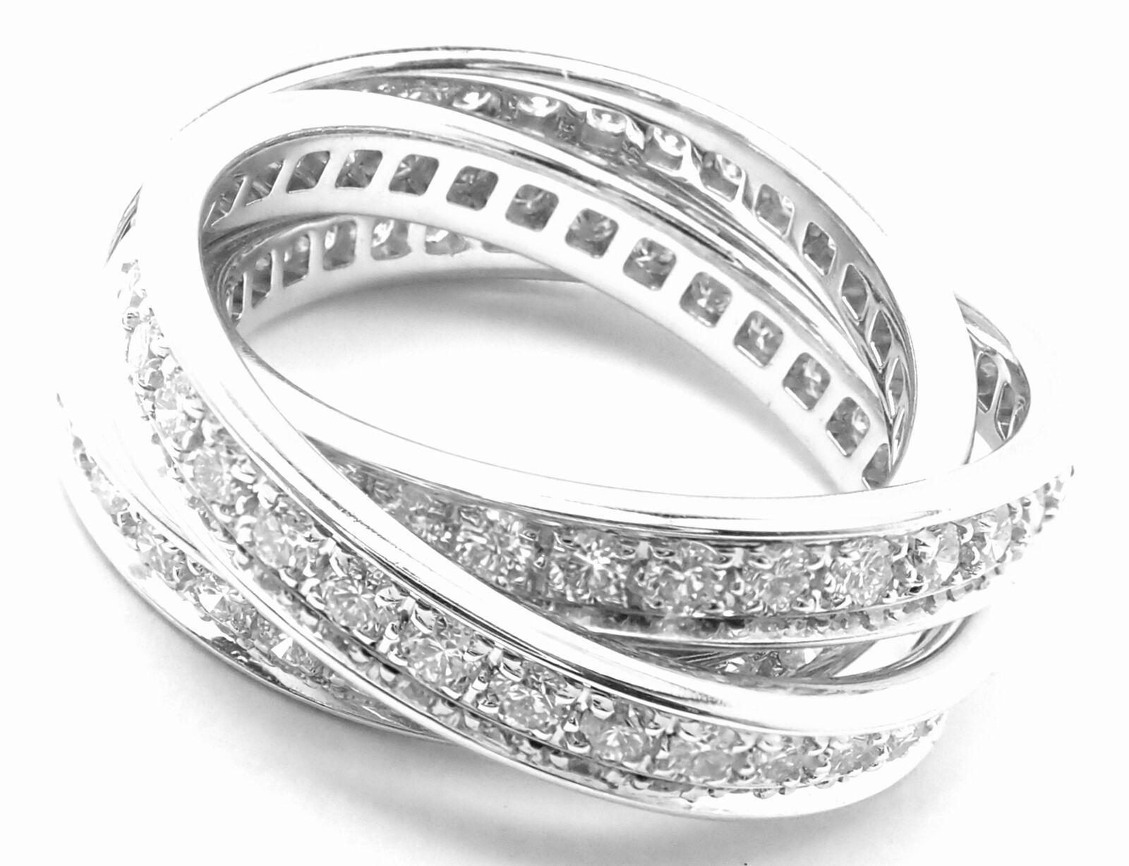 Cartier Trinity Diamond White Gold Band Ring 3