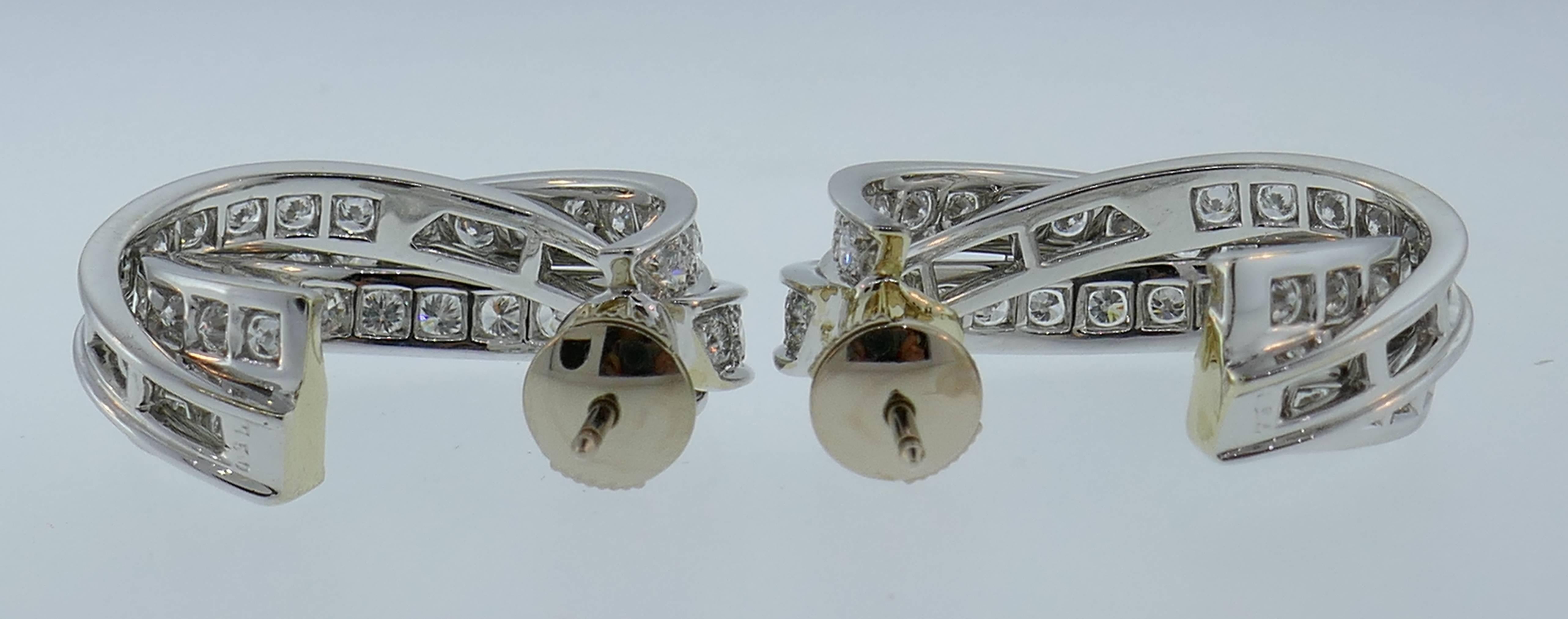 Cartier Trinity Diamond White Gold Hoop Earrings 1