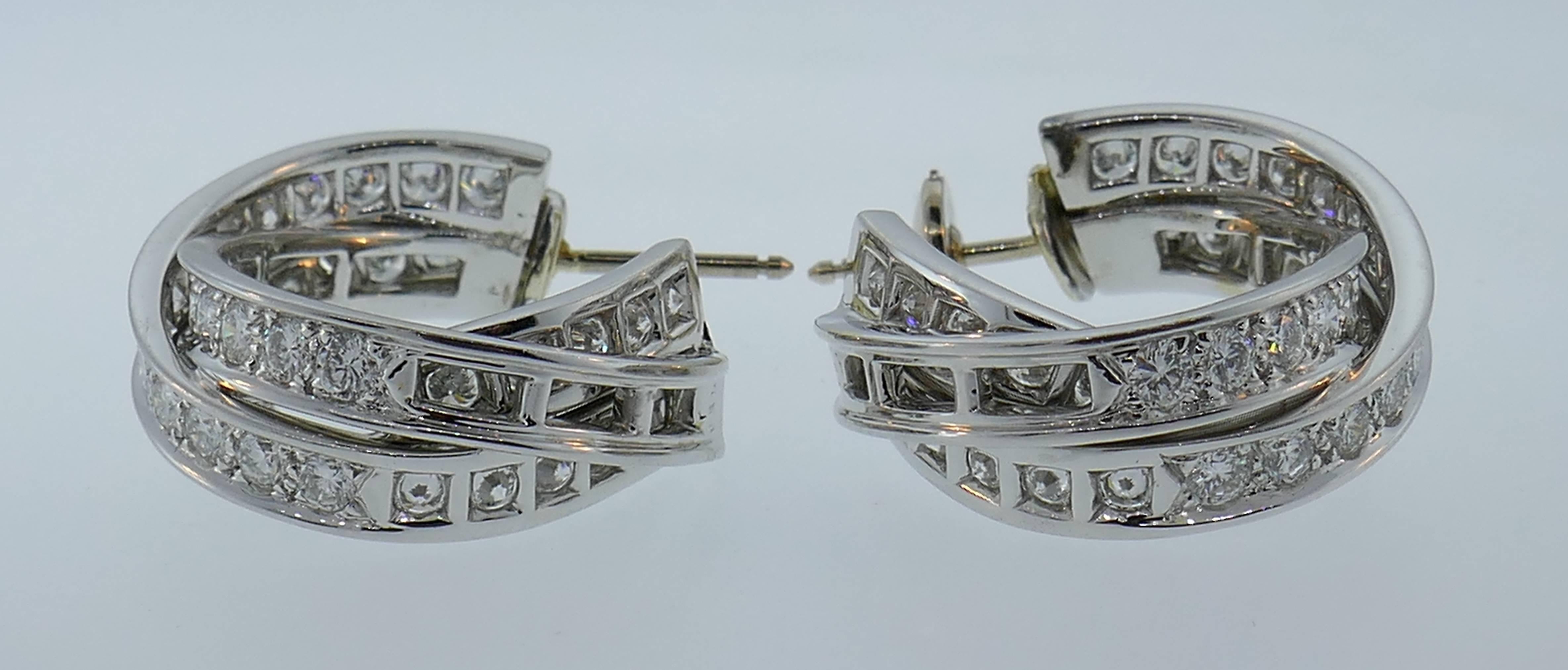 Cartier Trinity Diamond White Gold Hoop Earrings 2