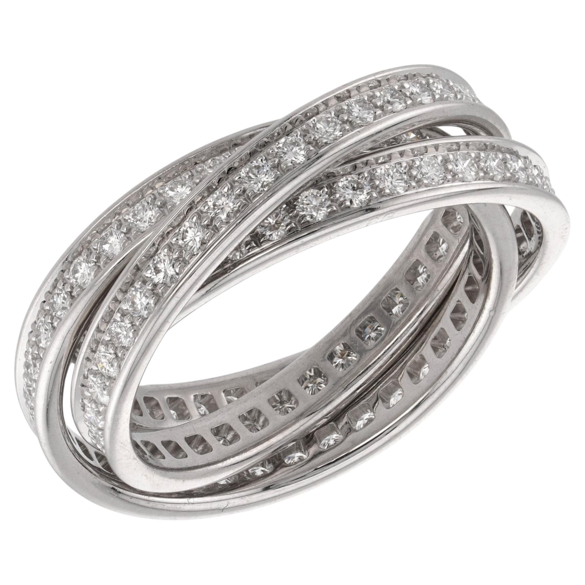 CARTIER Trinity Diamond White Gold Ring 63 For Sale at 1stDibs