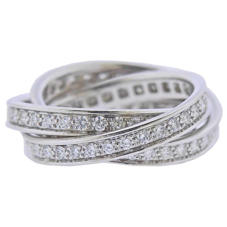 Cartier Trinity Diamond White Gold Rolling Band Ring at 1stDibs