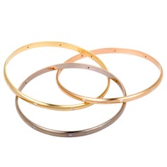 Cartier Trinity Diamond White Yellow and Rose Gold Rolling Bangle Bracelet