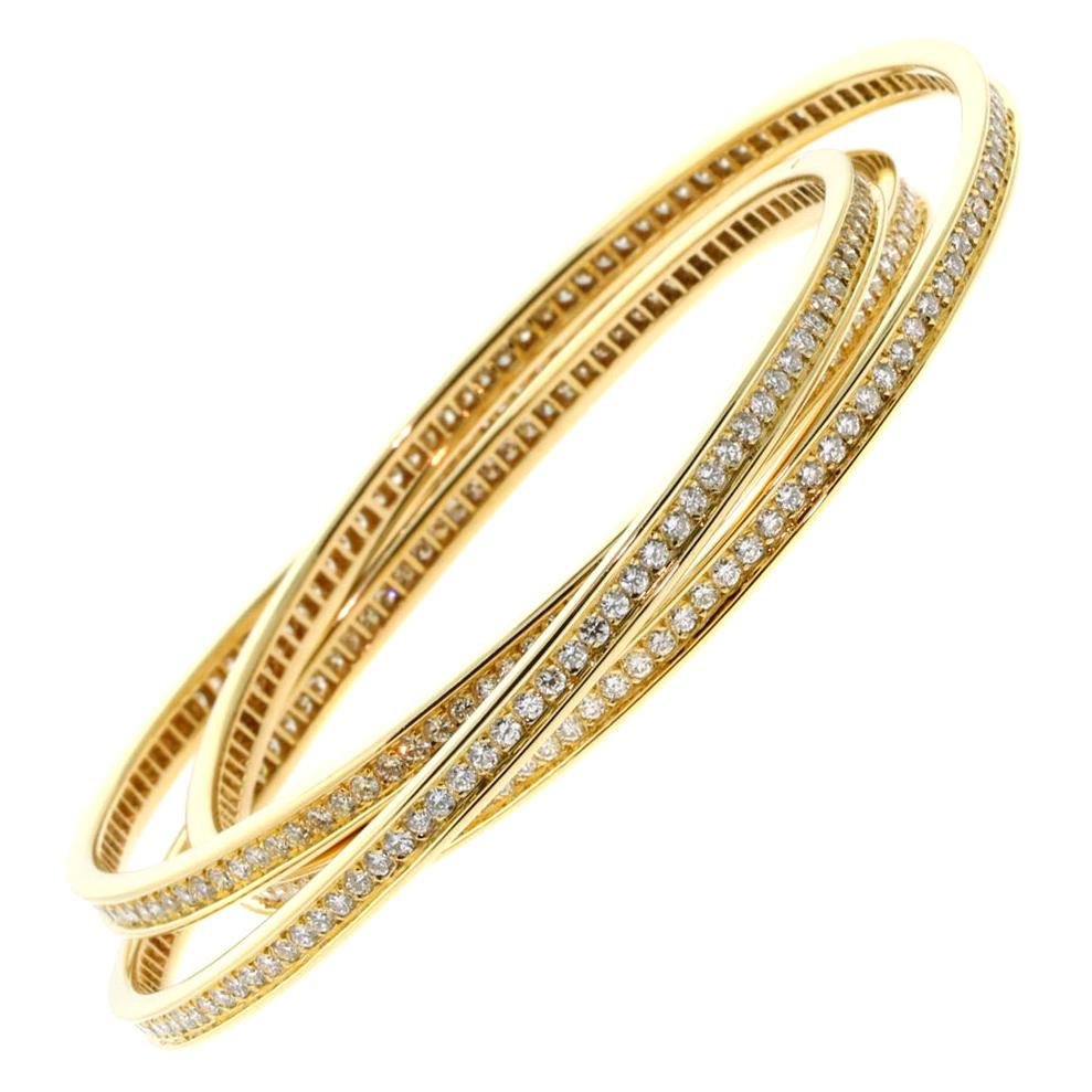Cartier Gelbgoldarmband mit 6,45 Karat Trinity-Diamant im Angebot