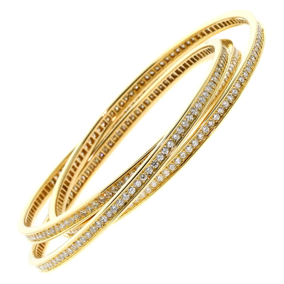 Cartier Trinity Gelbgold-Armband mit Diamanten im Angebot