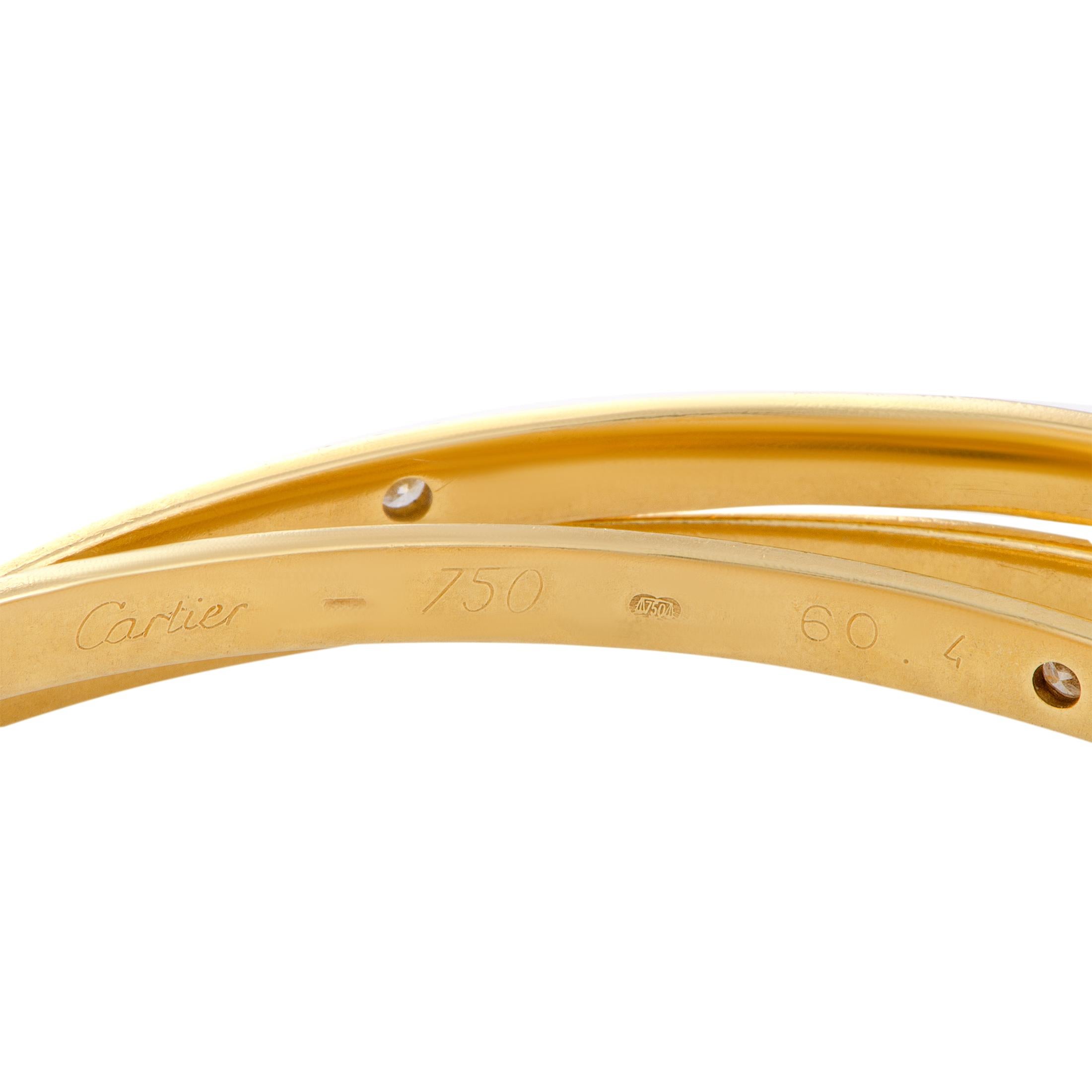 Women's Cartier Trinity Diamond Yellow Gold Rolling Bangle Bracelet