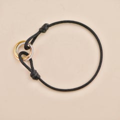 Cartier Trinity Diamante Amarillo Oro Blanco y Rosa Pulsera Cordón Negro