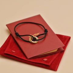 Cartier Trinity Diamante Amarillo Oro Blanco y Rosa Pulsera Cordón Negro
