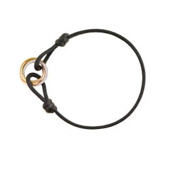 Cartier Trinity Diamond Yellow White and Rose Gold Black Cord Bracelet