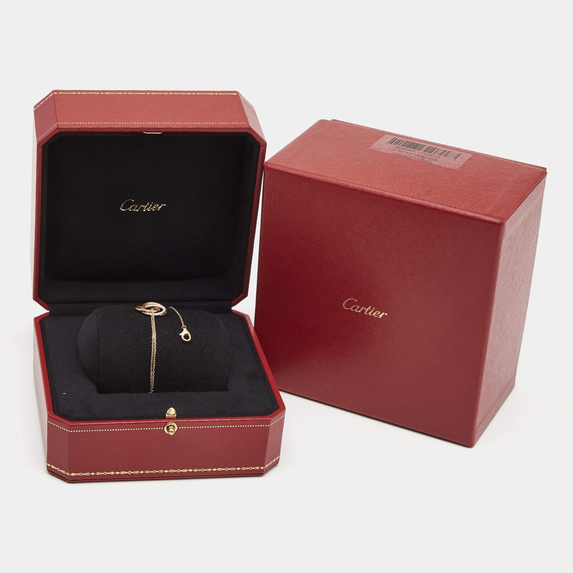 Women's Cartier Trinity Diamonds 18k Three Tone Gold Bracelet
