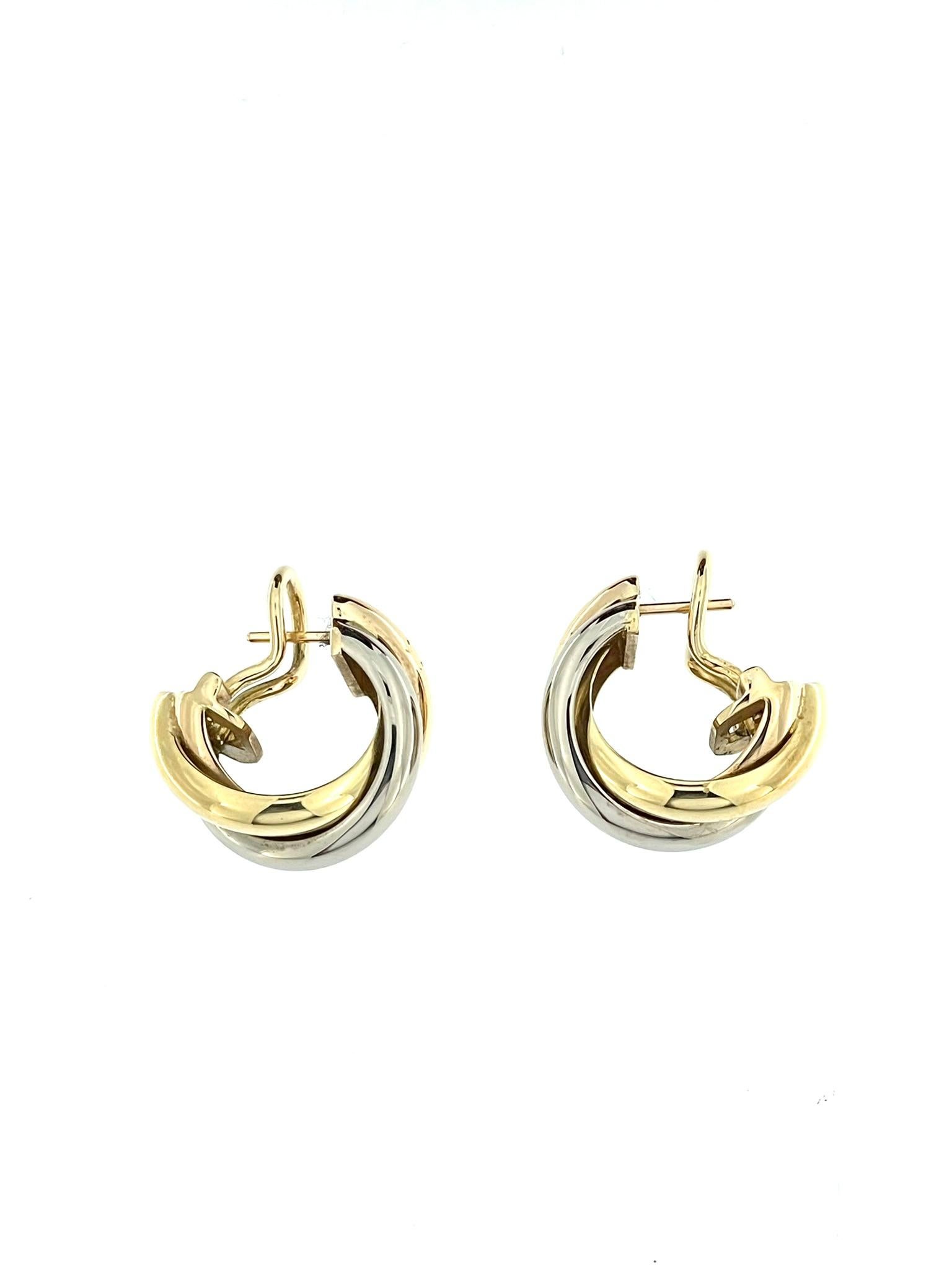 Artisan Cartier Boucles d'oreilles Trinity en or 18 carats en vente