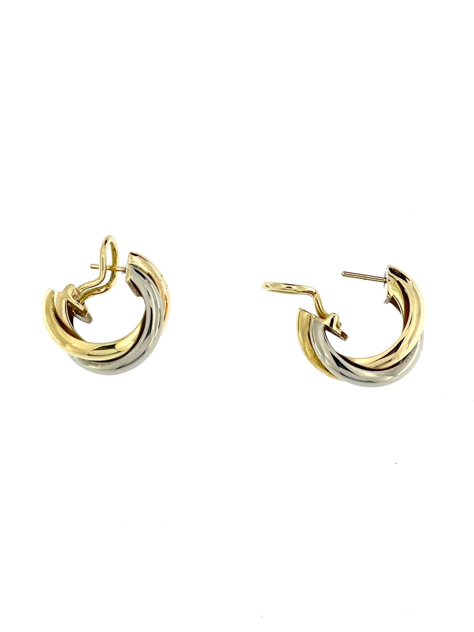 Cartier Trinity Earrings 18 karat Gold In Excellent Condition For Sale In Esch-Sur-Alzette, LU