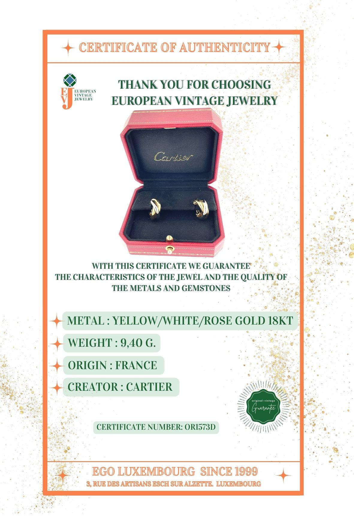 Cartier Trinity-Ohrringe aus 18 Karat Gold im Angebot 2