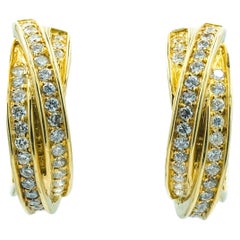 Cartier Trinity Earrings with 1.7ctw Diamonds in 18 Karat Yellow Gold