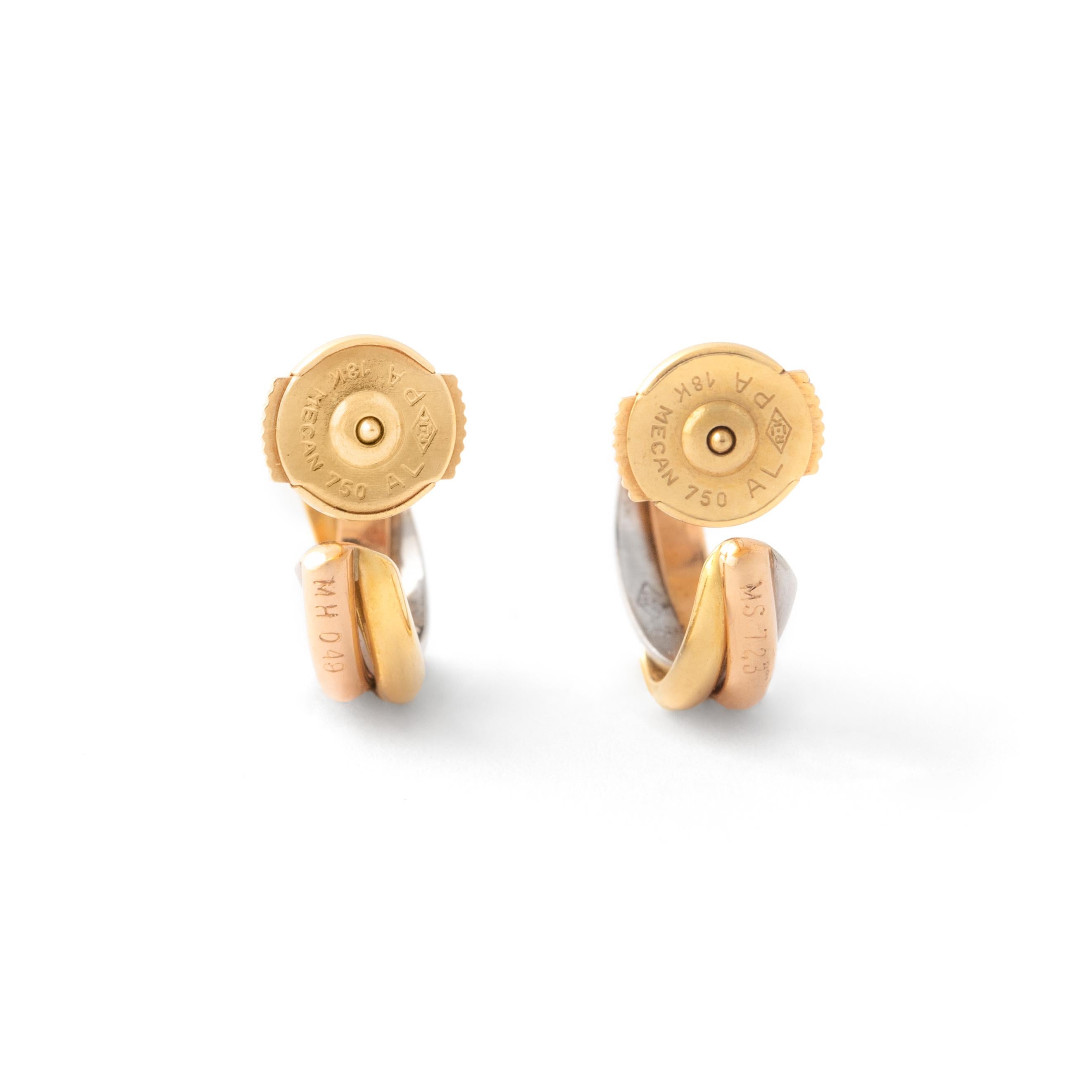  Boucles d'oreilles trinité de Cartier en or tricolore 18K petites Unisexe 