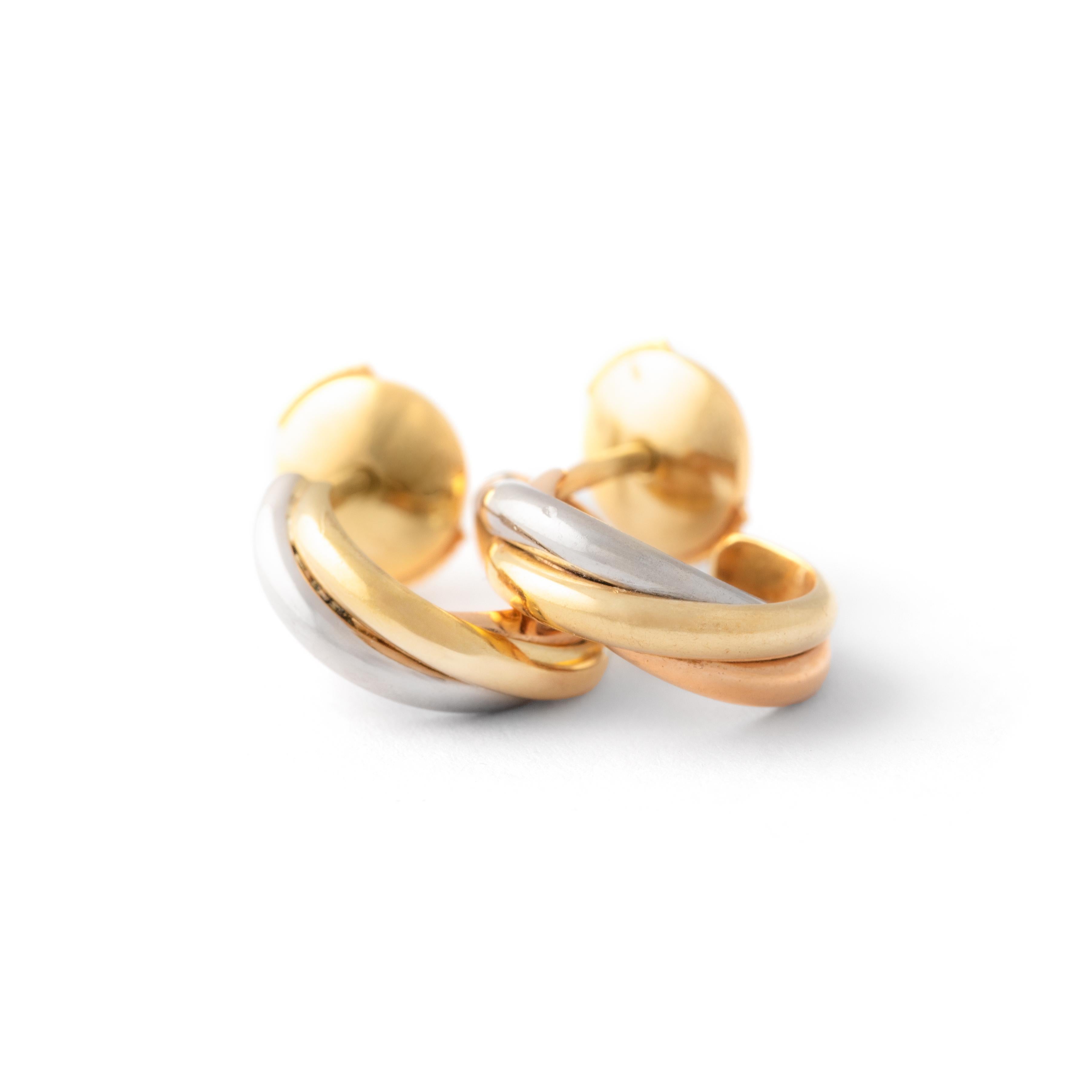 Cartier Trinity Earrings 18K Tricolor Gold Small For Sale 1