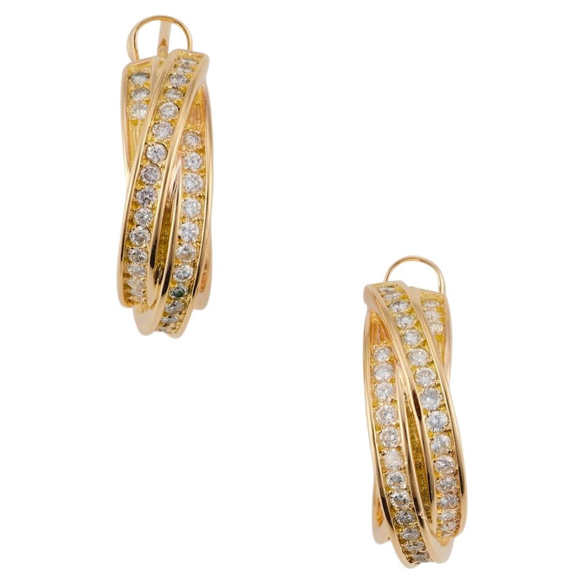 Orecchini CARTIER Trinity, oro giallo 18 carati, diamanti da 1,5 carati, intorno al 1990