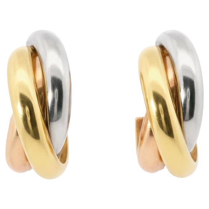Cartier Trinity Ohrringe - 18K Gelb-, Weiß- und Roségold - 1980er Jahre, Frankreich im Angebot