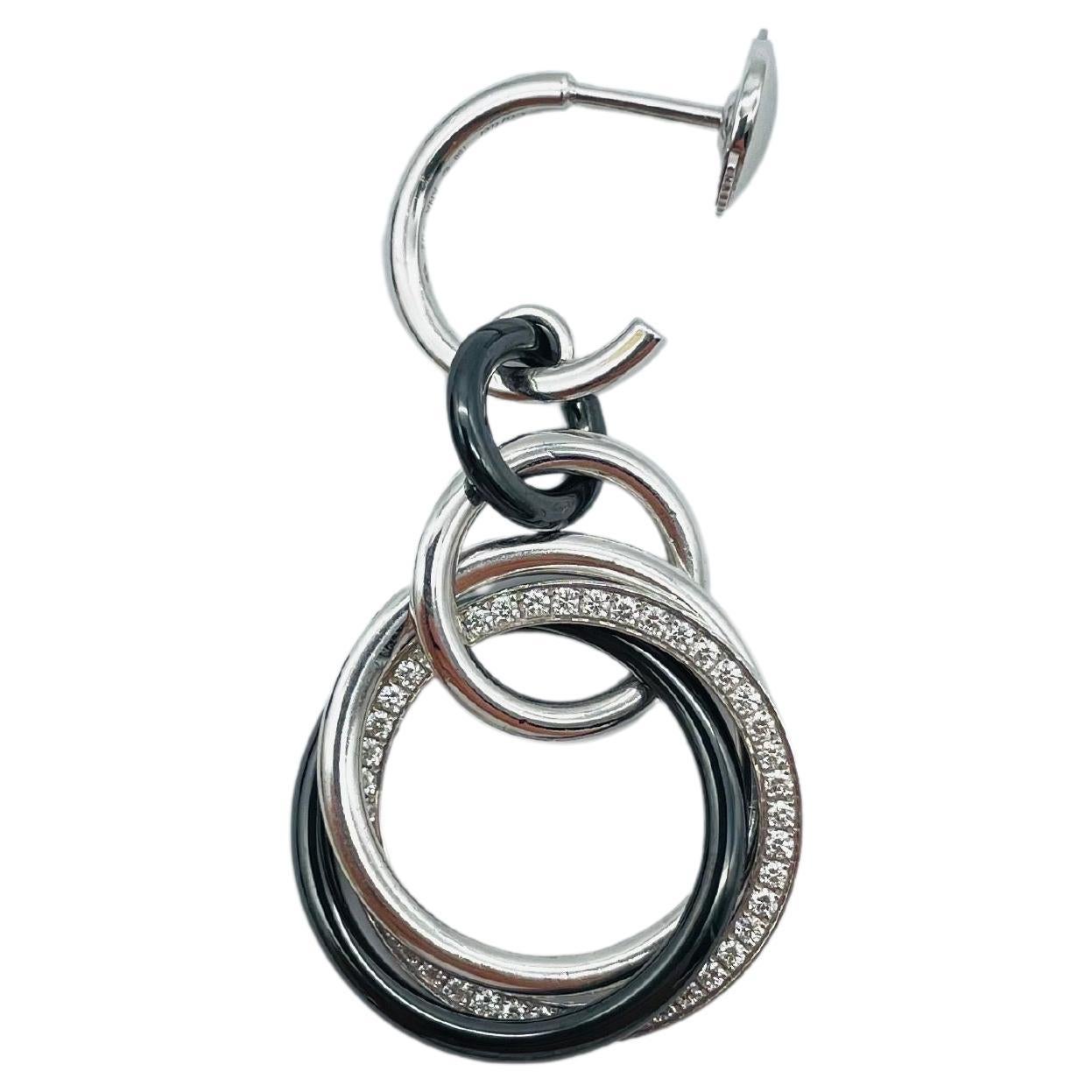 Cartier Trinity-Ohrringe Diamant/Weißgold/Keramik/18k für Damen oder Herren im Angebot