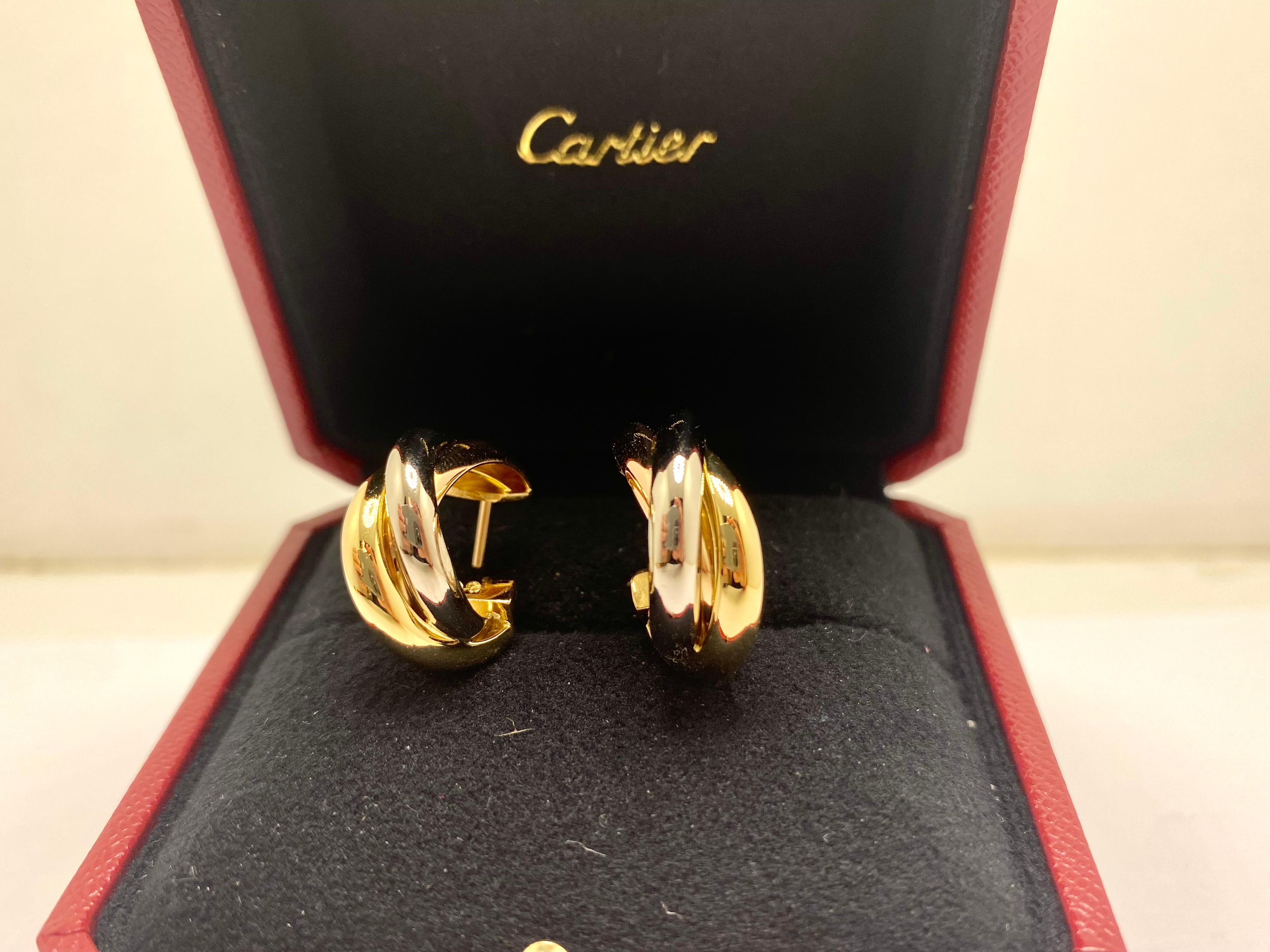 Boucles d'oreilles Trinité de Cartier en or jaune, blanc et rose 18 carats en vente 7