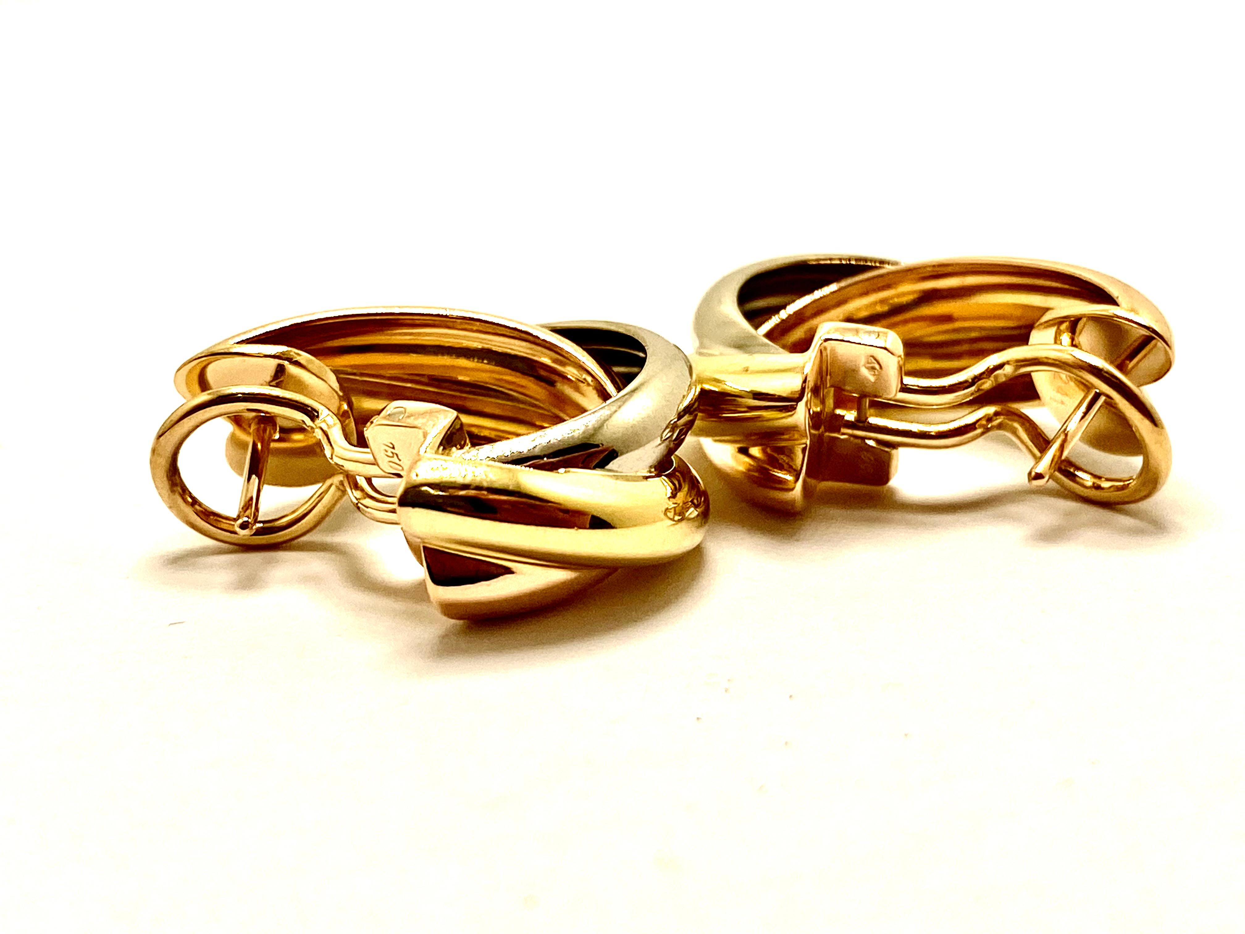 Boucles d'oreilles Trinité de Cartier en or jaune, blanc et rose 18 carats en vente 12