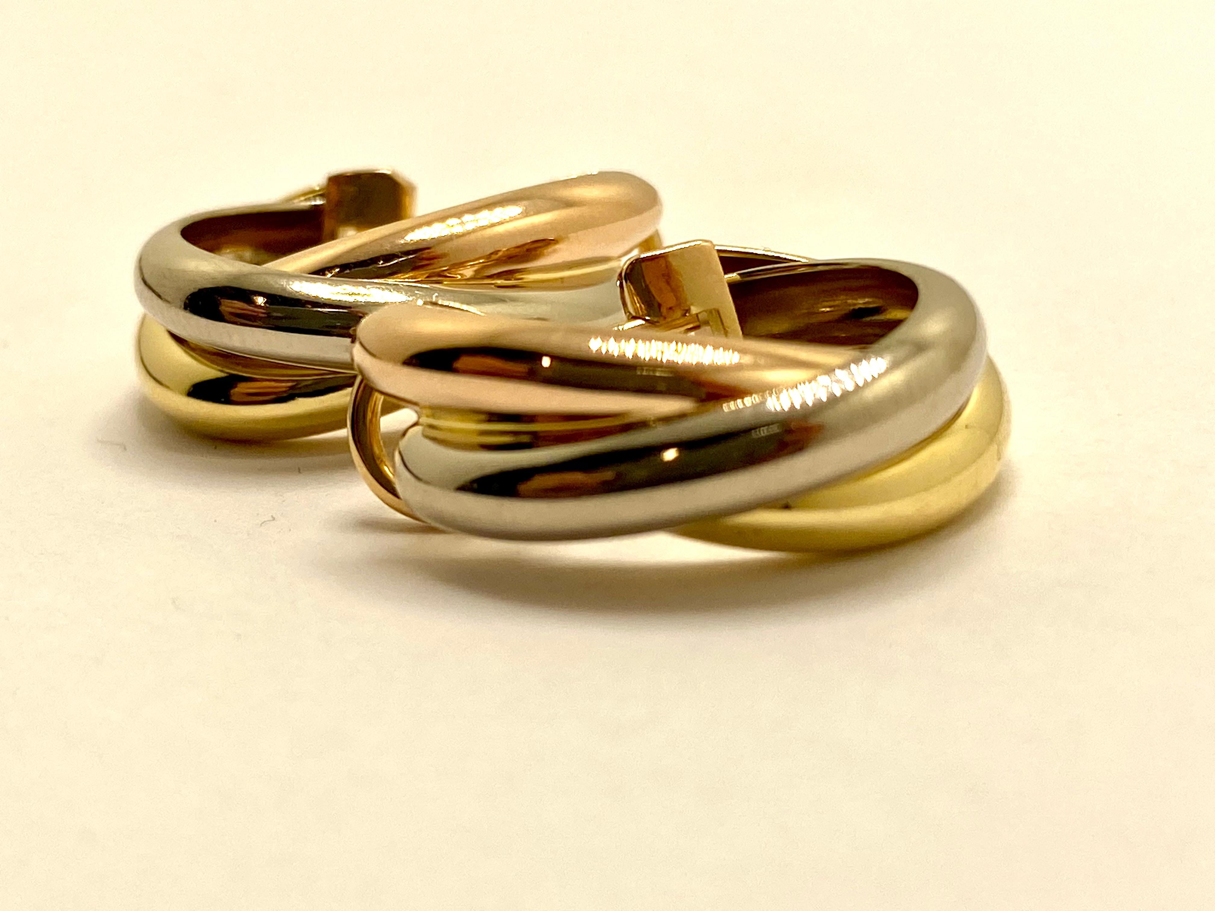Boucles d'oreilles Trinité de Cartier en or jaune, blanc et rose 18 carats en vente 14