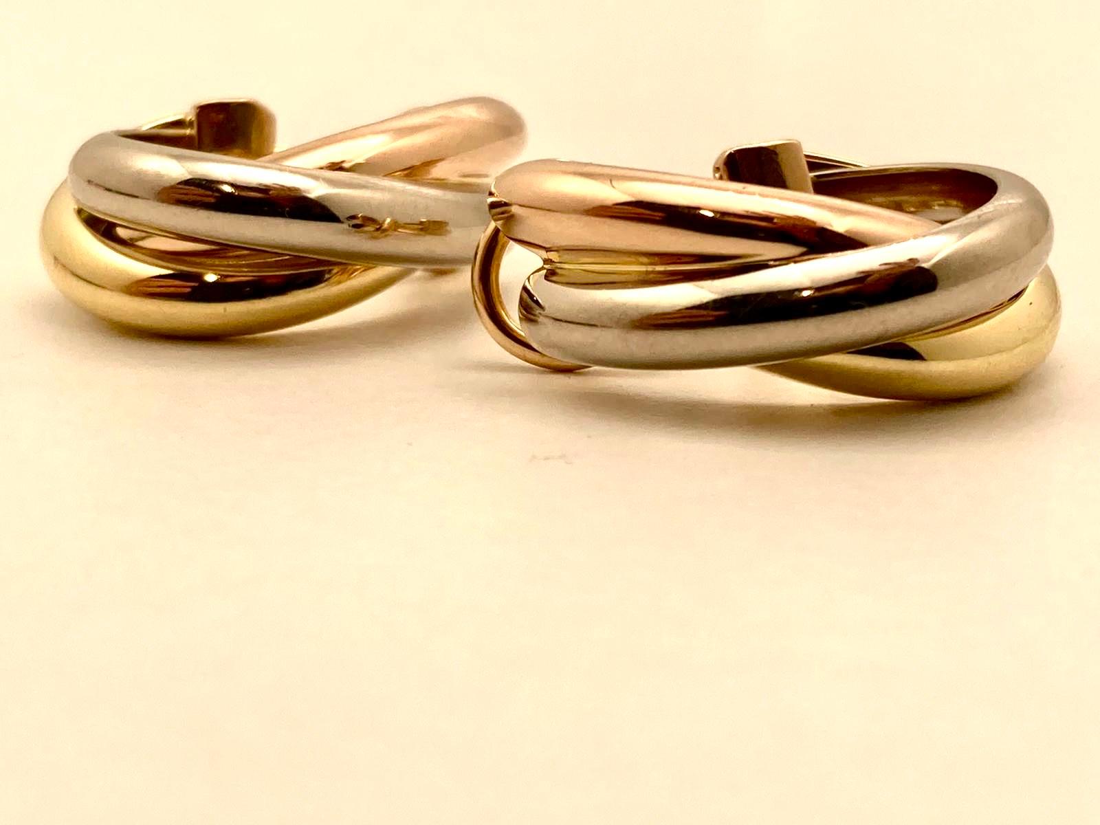 Boucles d'oreilles Trinité de Cartier en or jaune, blanc et rose 18 carats en vente 2