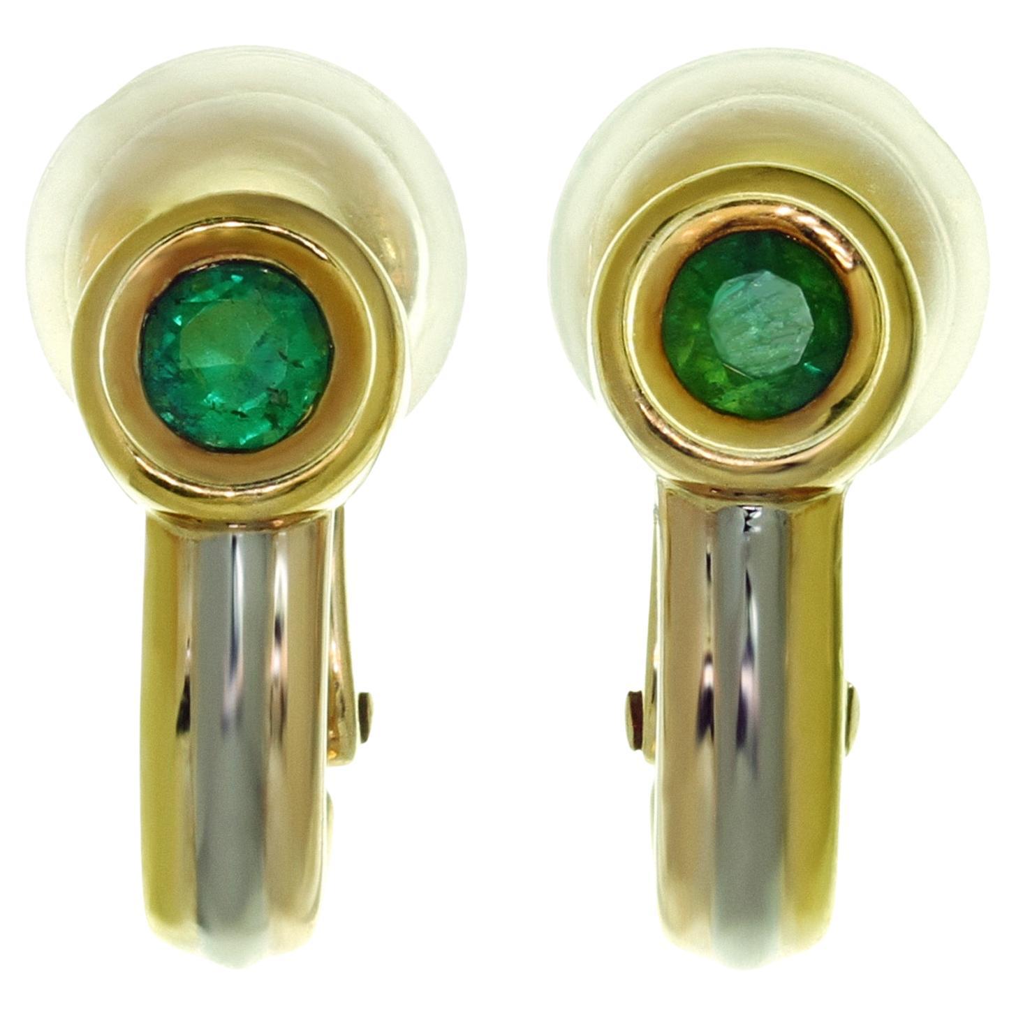 Cartier Trinity Emerald Multicolor Gold Earrings