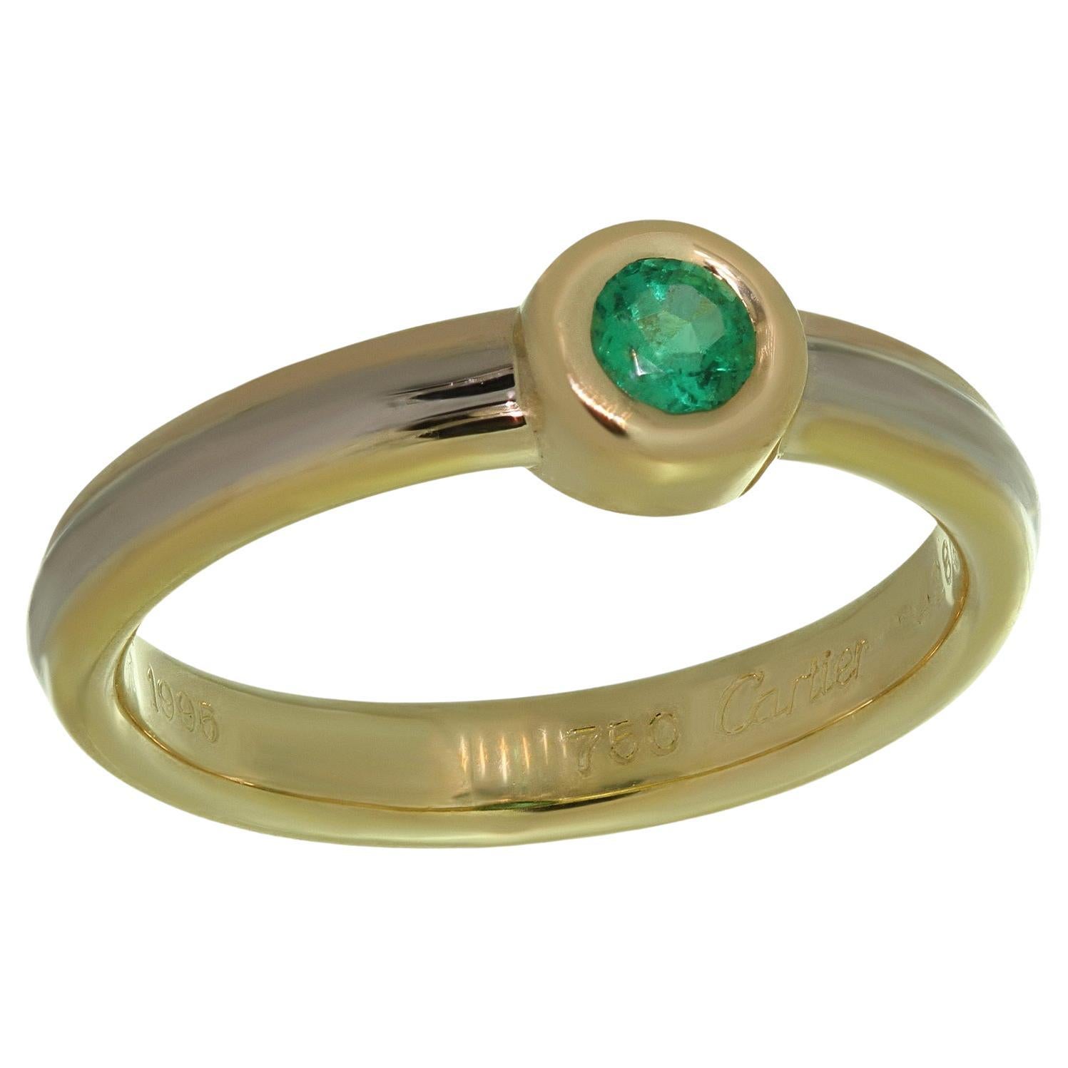 Cartier Trinity Emerald Tri-Gold Ring 55