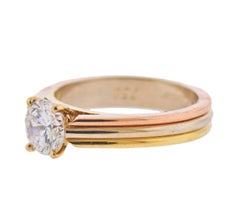 Cartier Trinity GIA 0.91 Carat G VVS2 Diamond Gold Engagement Ring