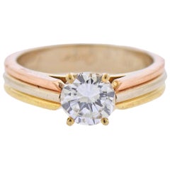 Cartier Trinity GIA 0.91 Carat G VVS2 Diamond Gold Engagement Ring