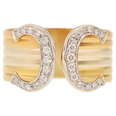CARTIER Trinity Gold Double C Diamond Ring