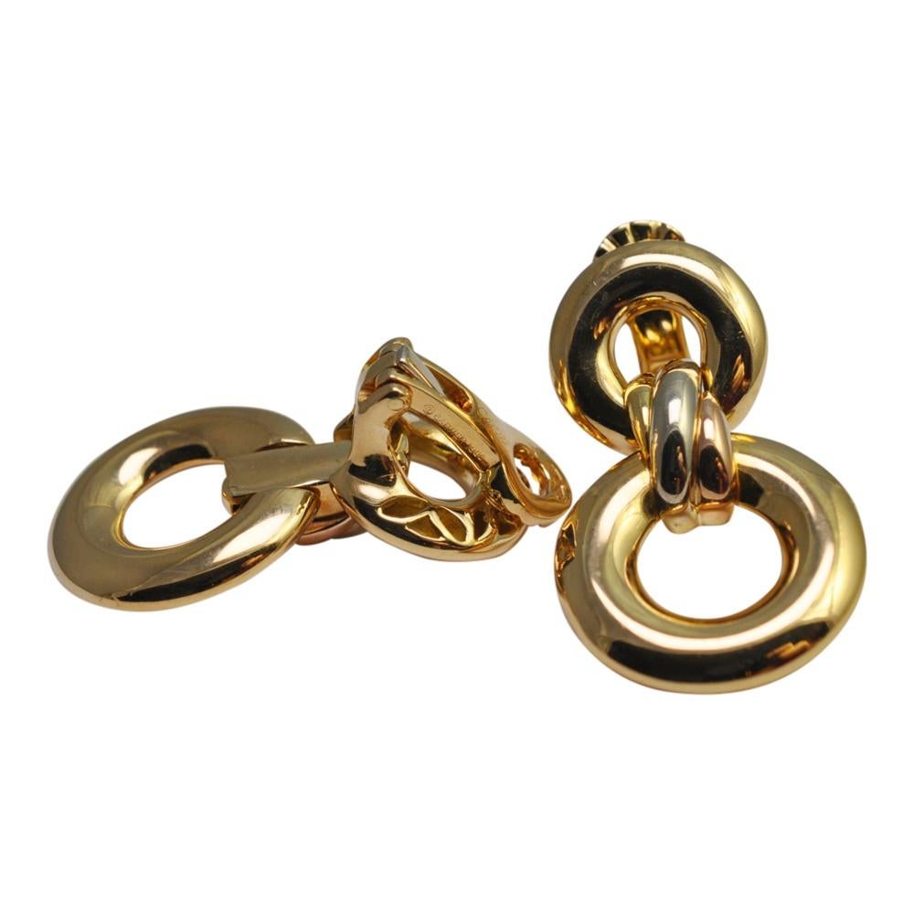 Cartier Trinity 18ct gold earrings;   these iconic Cartier earrings are formed of two hoops, one large, one smaller, linked by the famous tri-colour bands across the middle.  Originally, they were fitted with a clip and post, but the posts have been